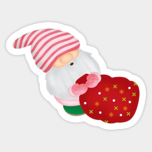 Cute gnome drags Christmas gifts Sticker